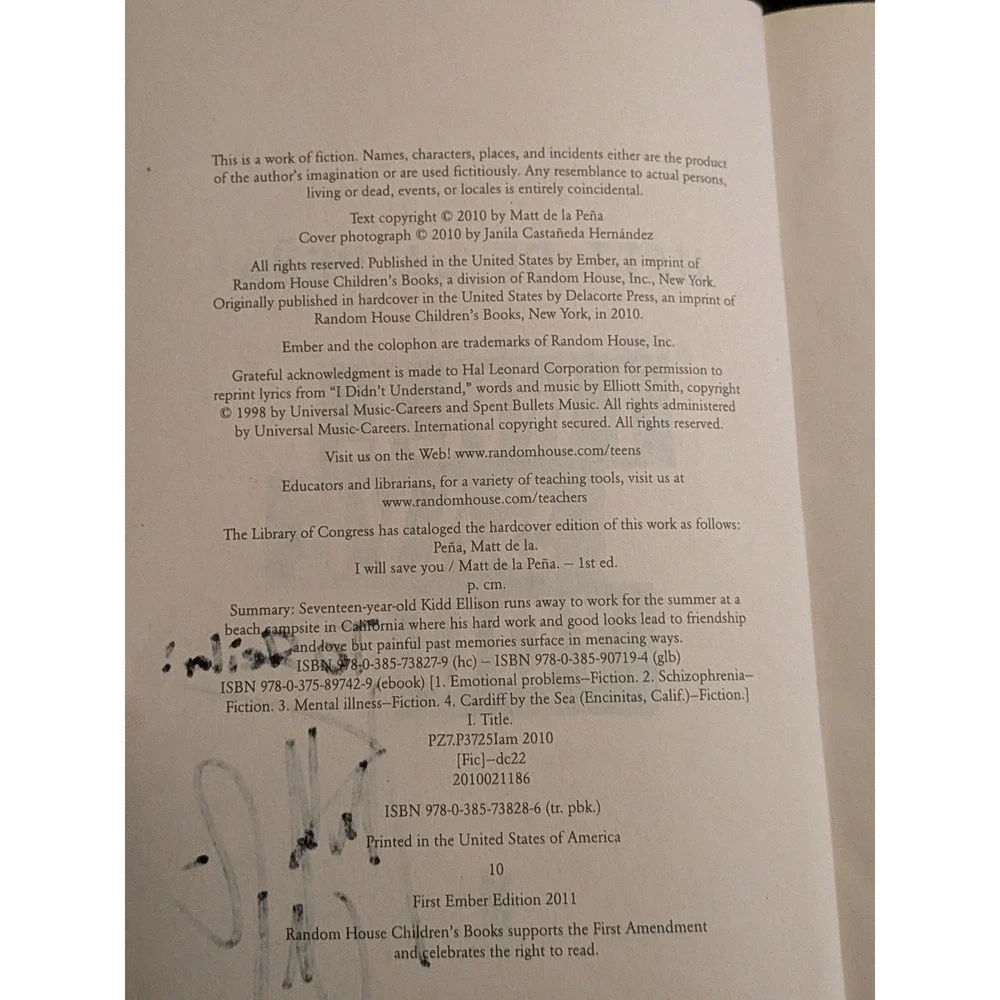 I Will Save You Matt de la Peña Signed First Edition Paperback YA Fiction Book